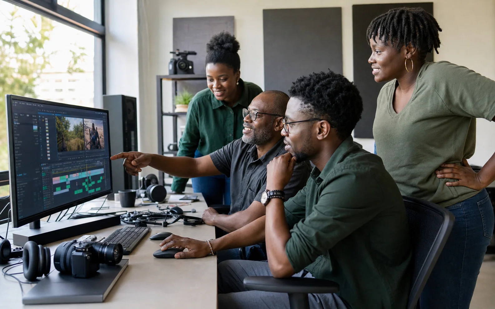 La BeniTeam révise une histoire dans son studio de montage