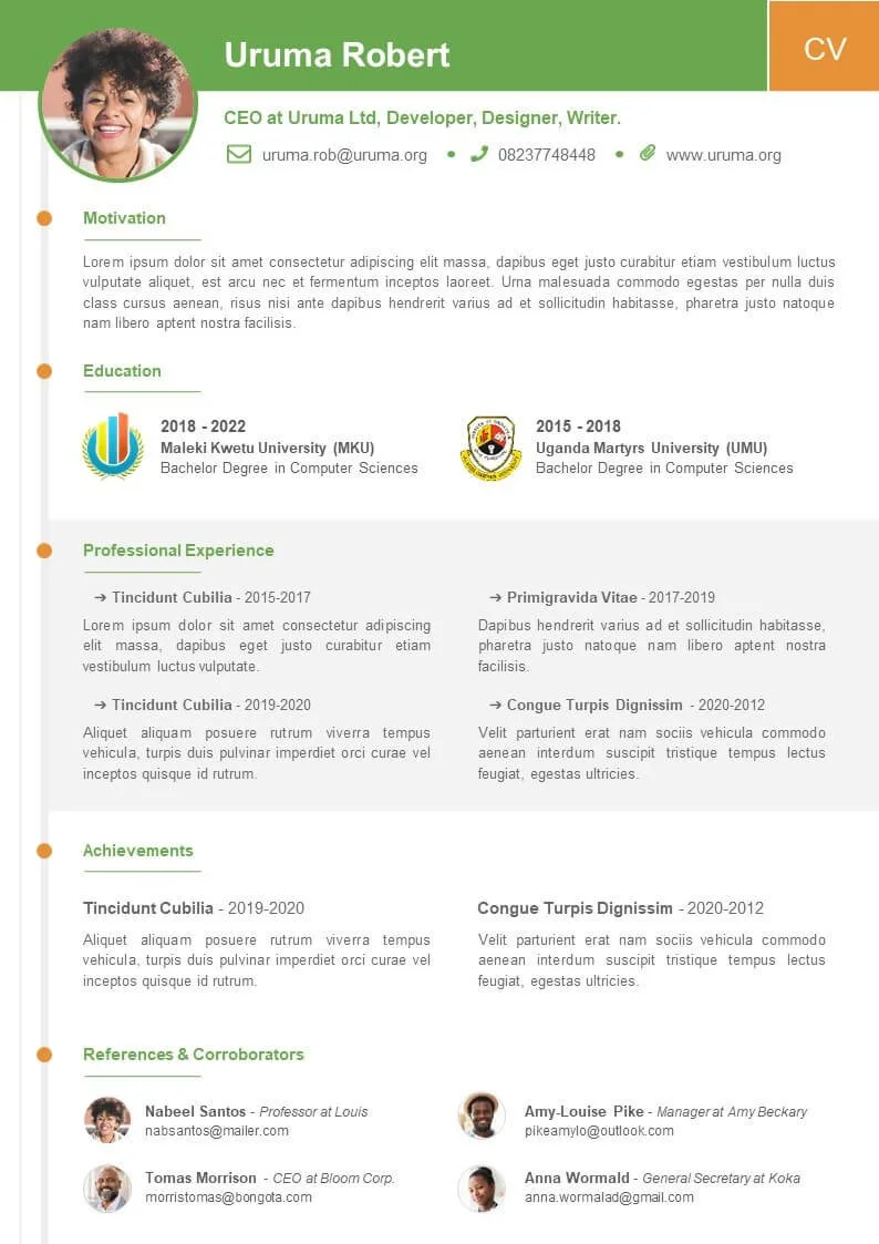 Simple Modern Free PowerPoint CV Template
