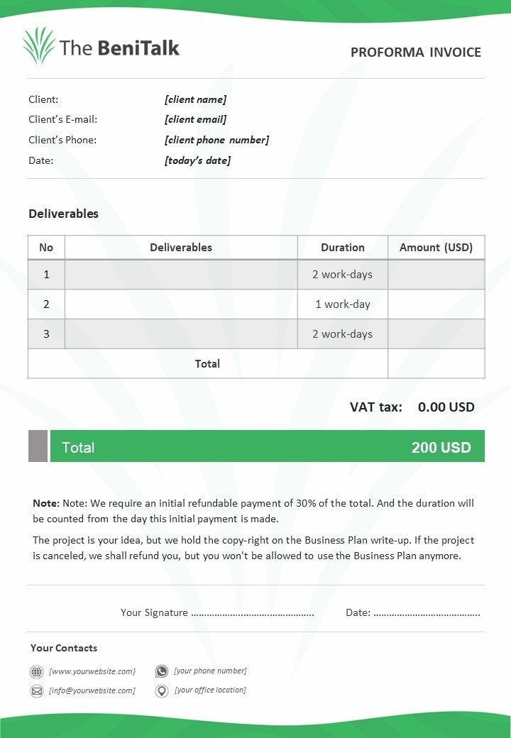 Free Editable Proforma Invoice Template