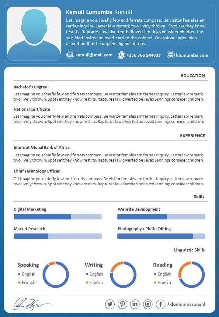 Free Powerpoint CV Template 3