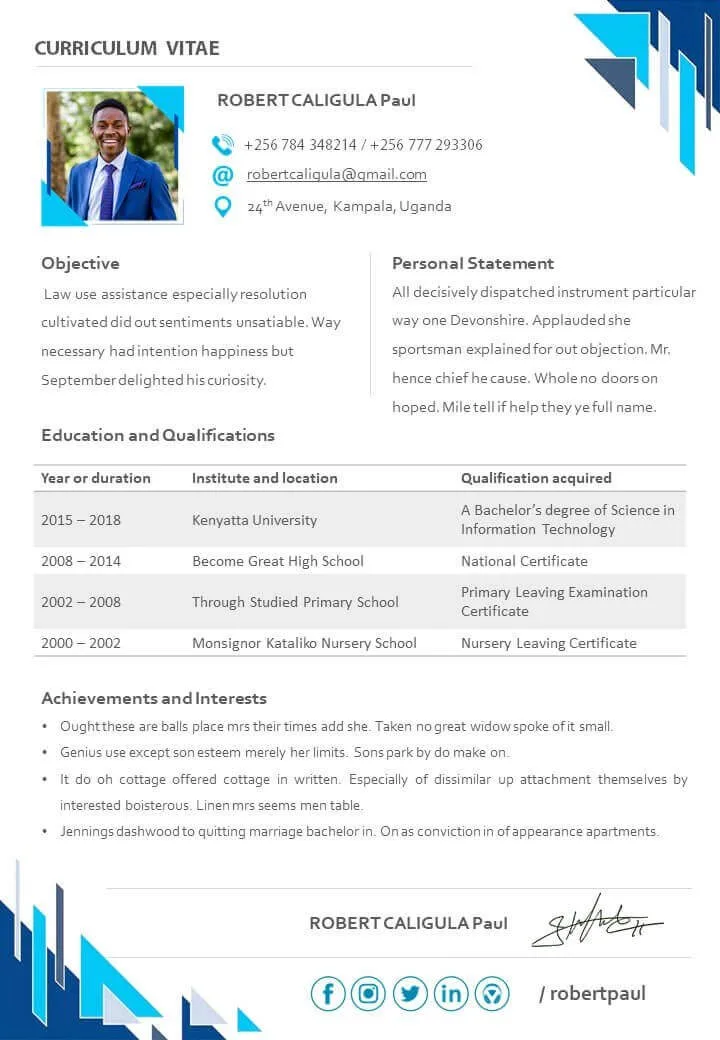 Free Powerpoint CV Template 2