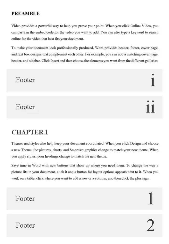 Free editable Word template with proper page numbering scheme. - Word Templates - The Benitalk Templates